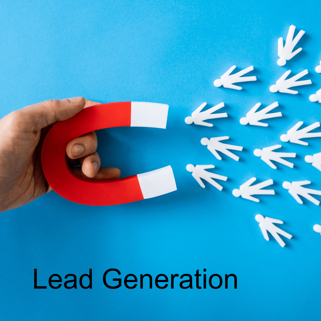 Magnet pulling people for lead gen graphic