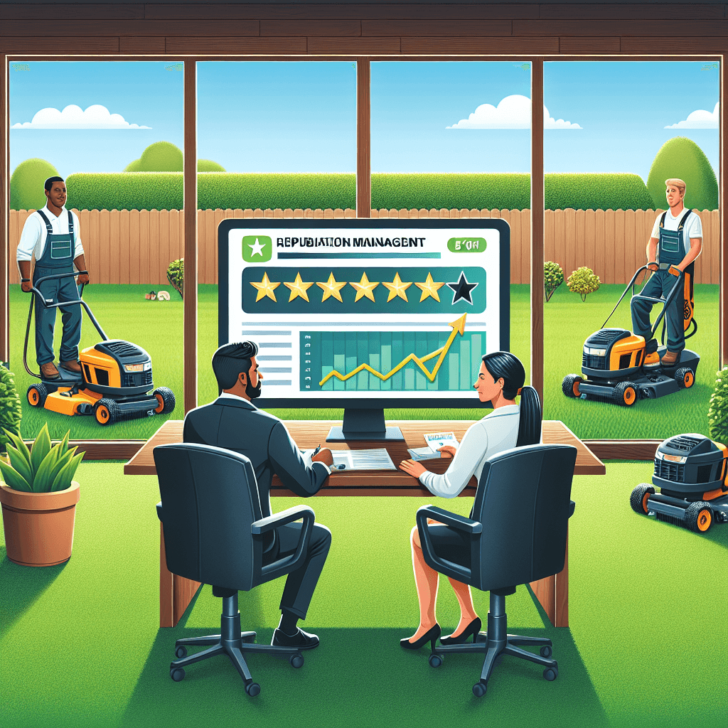 Picture of men rating lawn mowing for reputation management